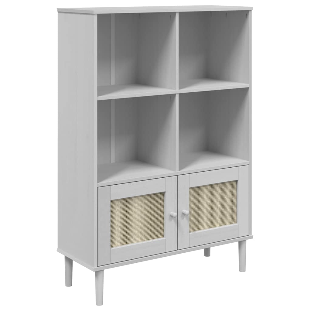 vidaXL Bookcase "SENJA" Rattan Look White 90x35x130 cm Solid Wood Pine