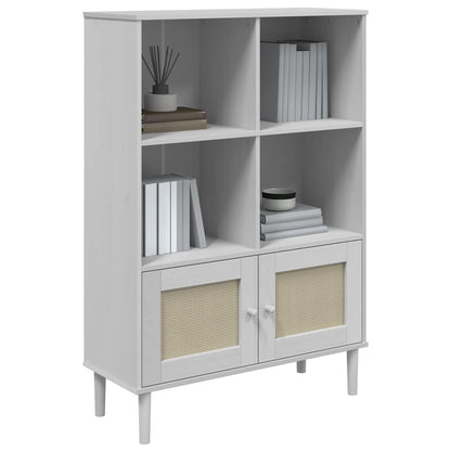 vidaXL Bookcase "SENJA" Rattan Look White 90x35x130 cm Solid Wood Pine