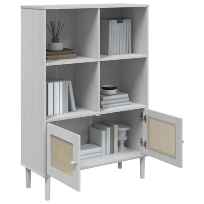 vidaXL Bookcase "SENJA" Rattan Look White 90x35x130 cm Solid Wood Pine