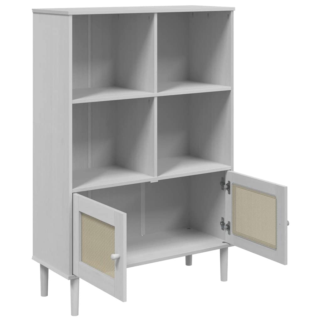 vidaXL Bookcase SENJA Rattan Look White 90x35x130 cm Solid Wood Pine