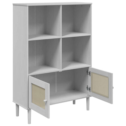 vidaXL Bookcase "SENJA" Rattan Look White 90x35x130 cm Solid Wood Pine