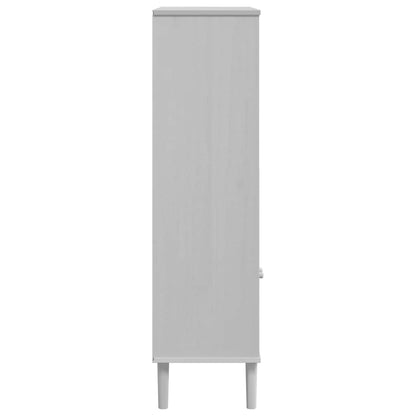 vidaXL Bookcase "SENJA" Rattan Look White 90x35x130 cm Solid Wood Pine