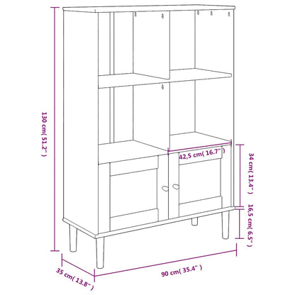 vidaXL Bookcase "SENJA" Rattan Look White 90x35x130 cm Solid Wood Pine