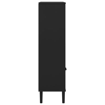 vidaXL Bookcase "SENJA" Rattan Look Black 90x35x130 cm Solid Wood Pine