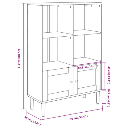 vidaXL Bookcase "SENJA" Rattan Look Black 90x35x130 cm Solid Wood Pine
