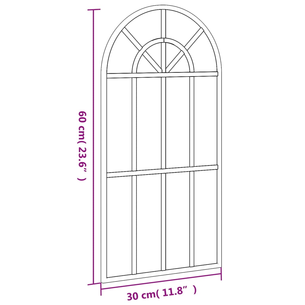 vidaXL Wall Mirror Black 30x60 cm Arch Iron