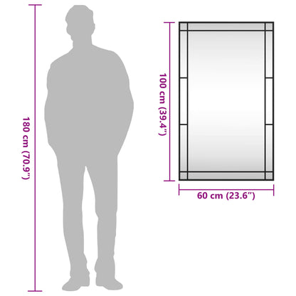 vidaXL Wall Mirror Black 60x100 cm Rectangle Iron