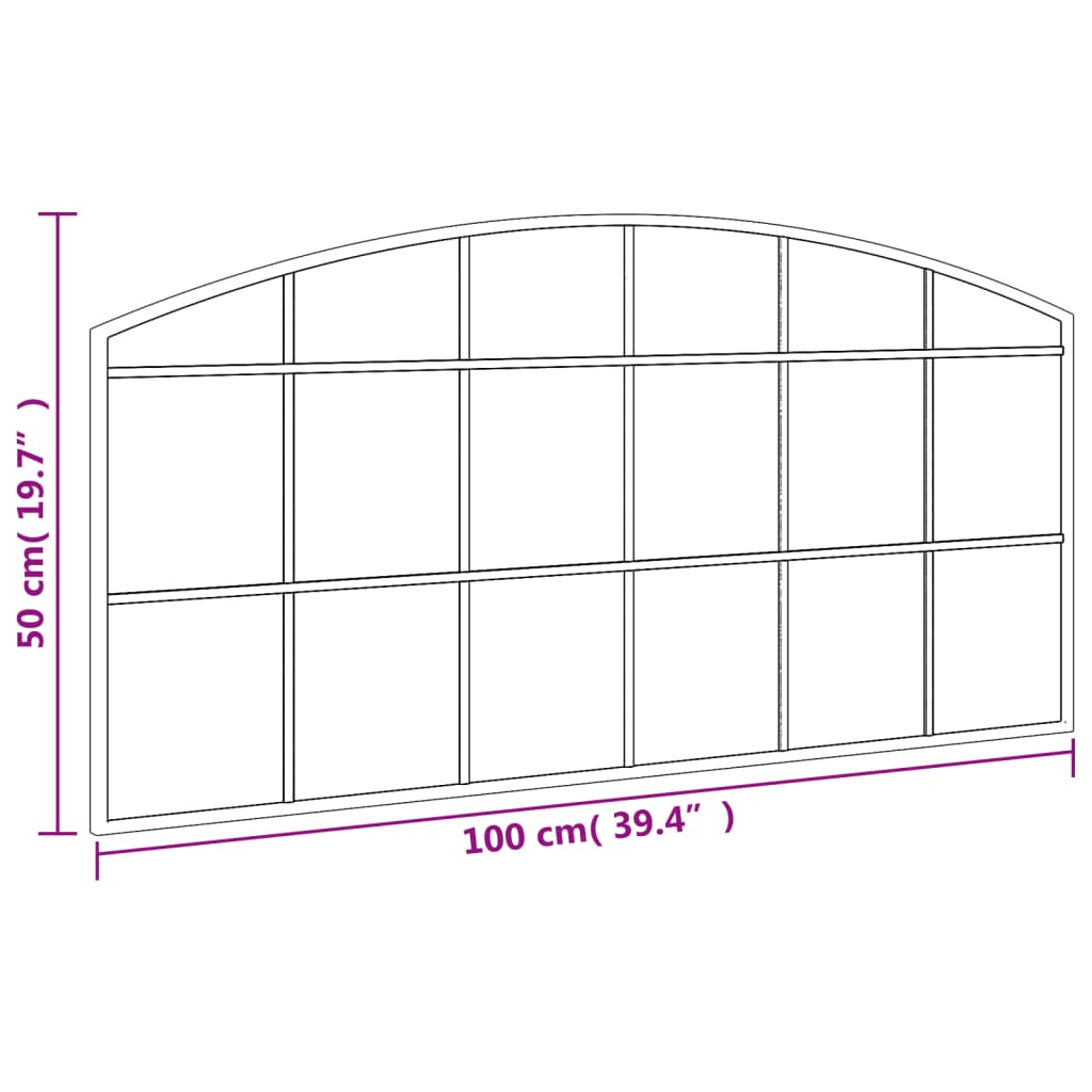 vidaXL Wall Mirror Black 100x50 cm Arch Iron