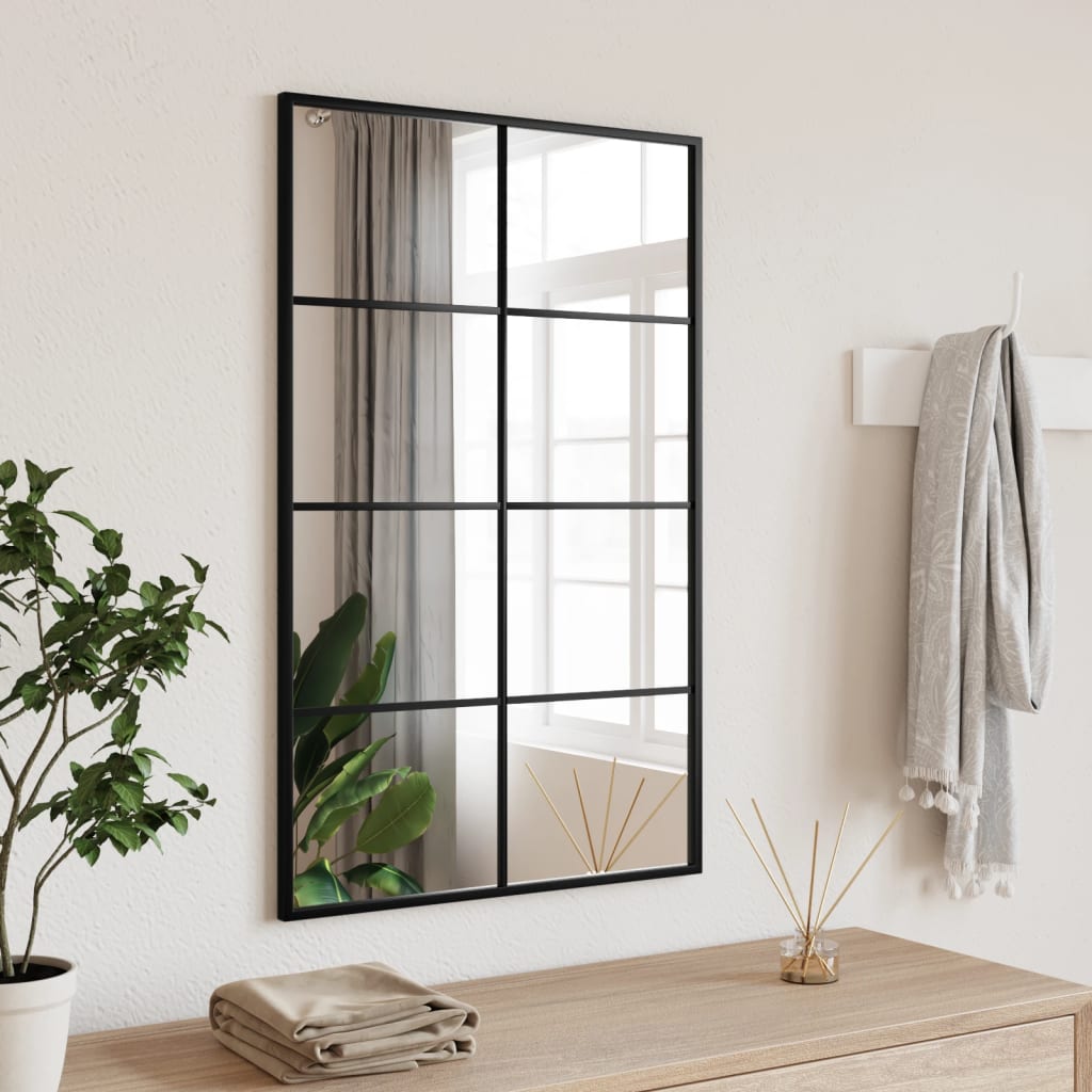 vidaXL Wall Mirror Black 50x80 cm Rectangle Iron