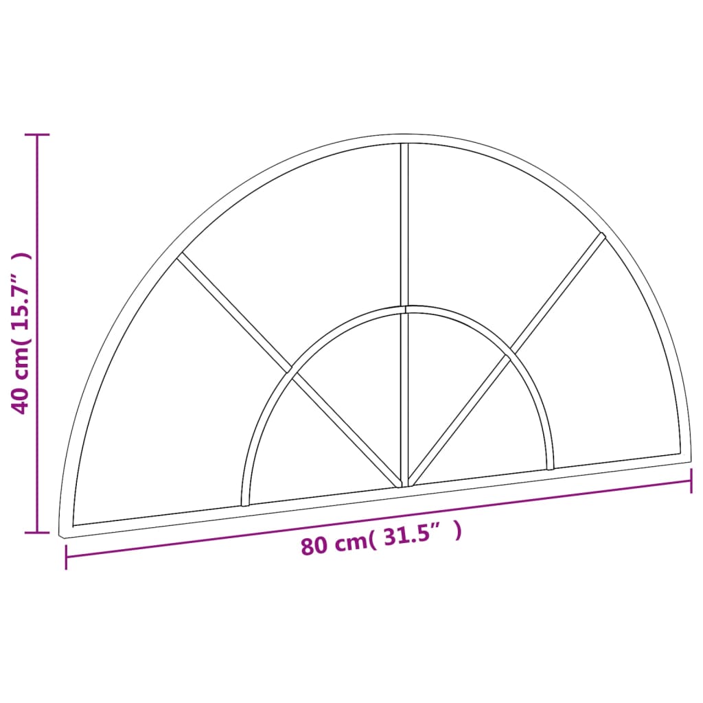 vidaXL Wall Mirror Black 80x40 cm Arch Iron