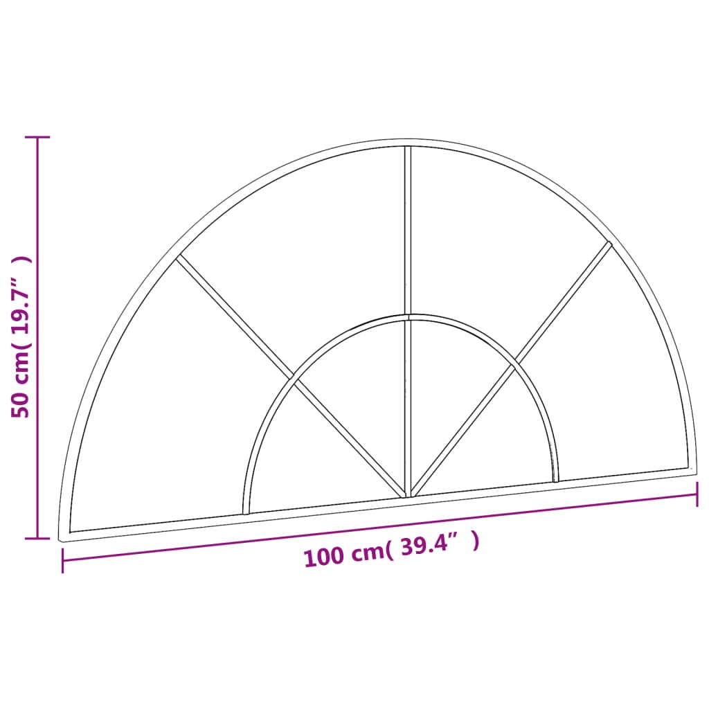 vidaXL Wall Mirror Black 100x50 cm Arch Iron
