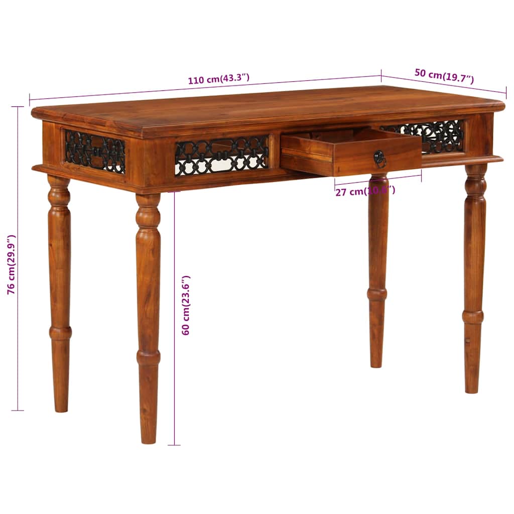 vidaXL Desk with Drawer 110x50x76 cm Solid Wood Acacia