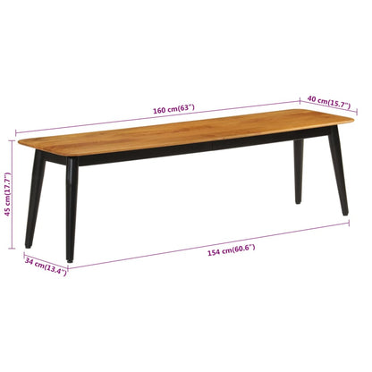 vidaXL Bench 160x40x45 cm Solid Wood Mango and Iron