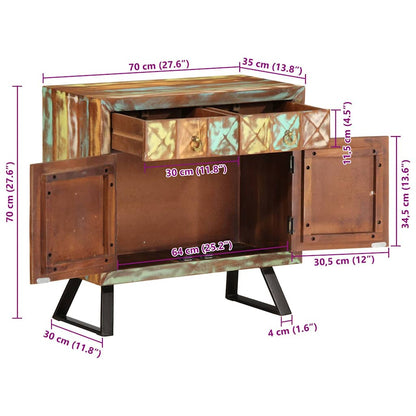 vidaXL Drawer Cabinet Multicolour 70x35x70 cm Solid Wood Reclaimed