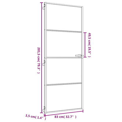vidaXL Interior Door Slim Golden 83x201.5 cm Tempered Glass and Aluminium
