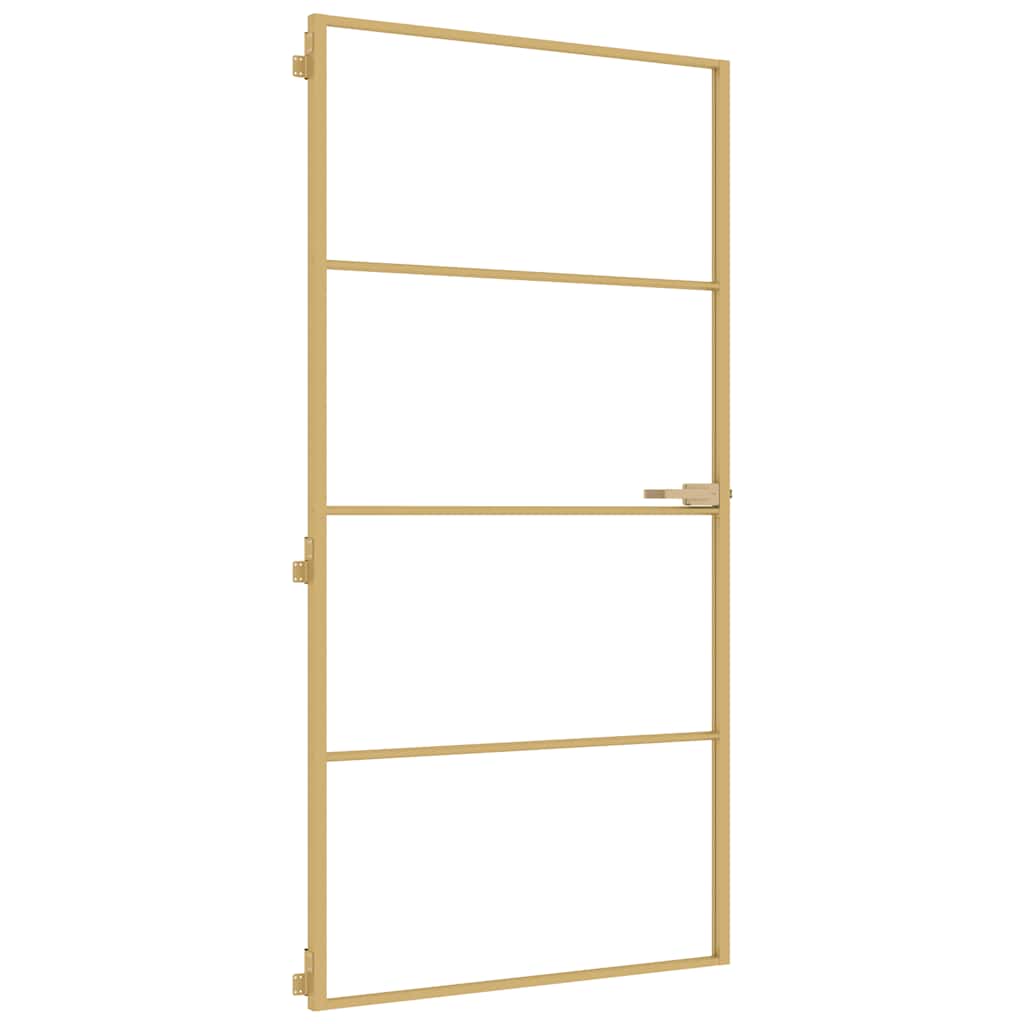 vidaXL Interior Door Slim Golden 102.5x201.5 cm Tempered Glass and Aluminium