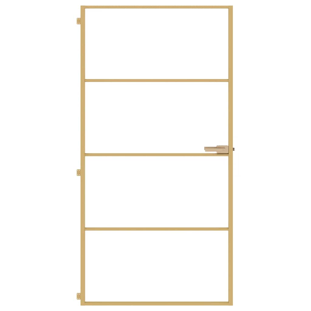 vidaXL Interior Door Slim Golden 102.5x201.5 cm Tempered Glass and Aluminium