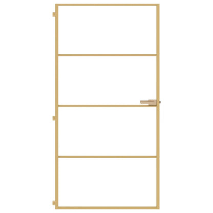 vidaXL Interior Door Slim Golden 102.5x201.5 cm Tempered Glass and Aluminium