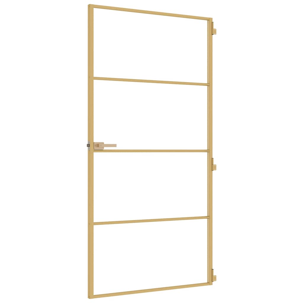 vidaXL Interior Door Slim Golden 102.5x201.5 cm Tempered Glass and Aluminium