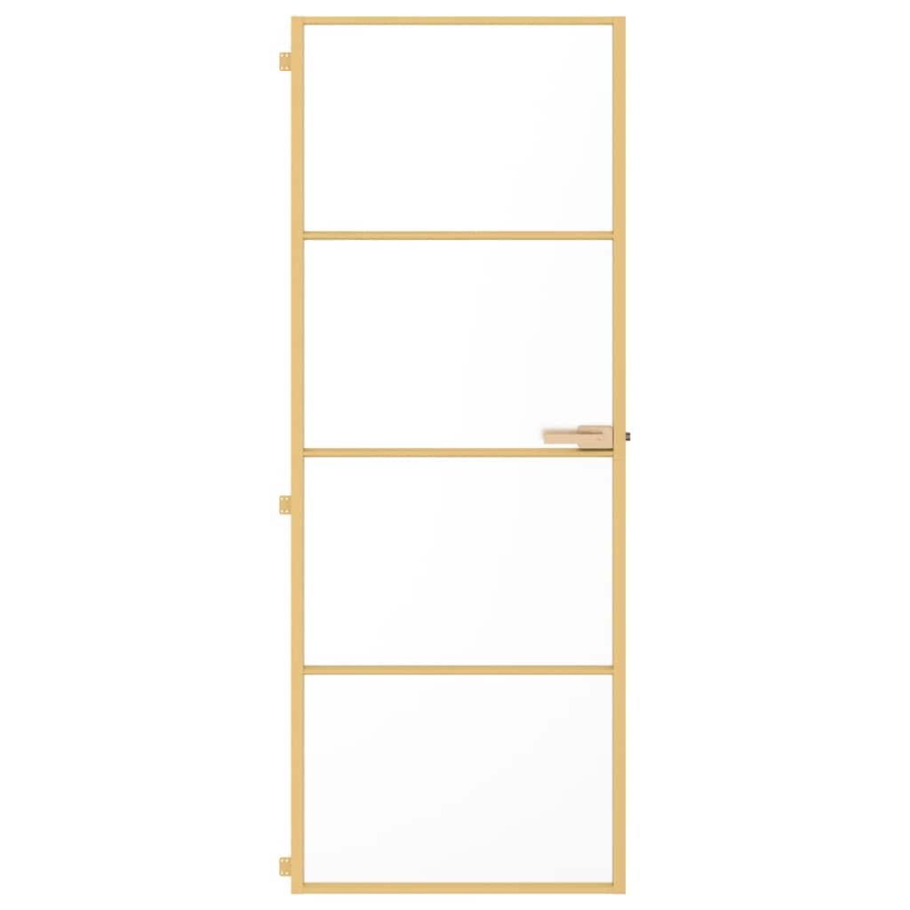 vidaXL Interior Door Slim Golden 76x201.5 cm Tempered Glass and Aluminium