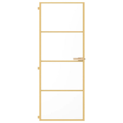 vidaXL Interior Door Slim Golden 76x201.5 cm Tempered Glass and Aluminium