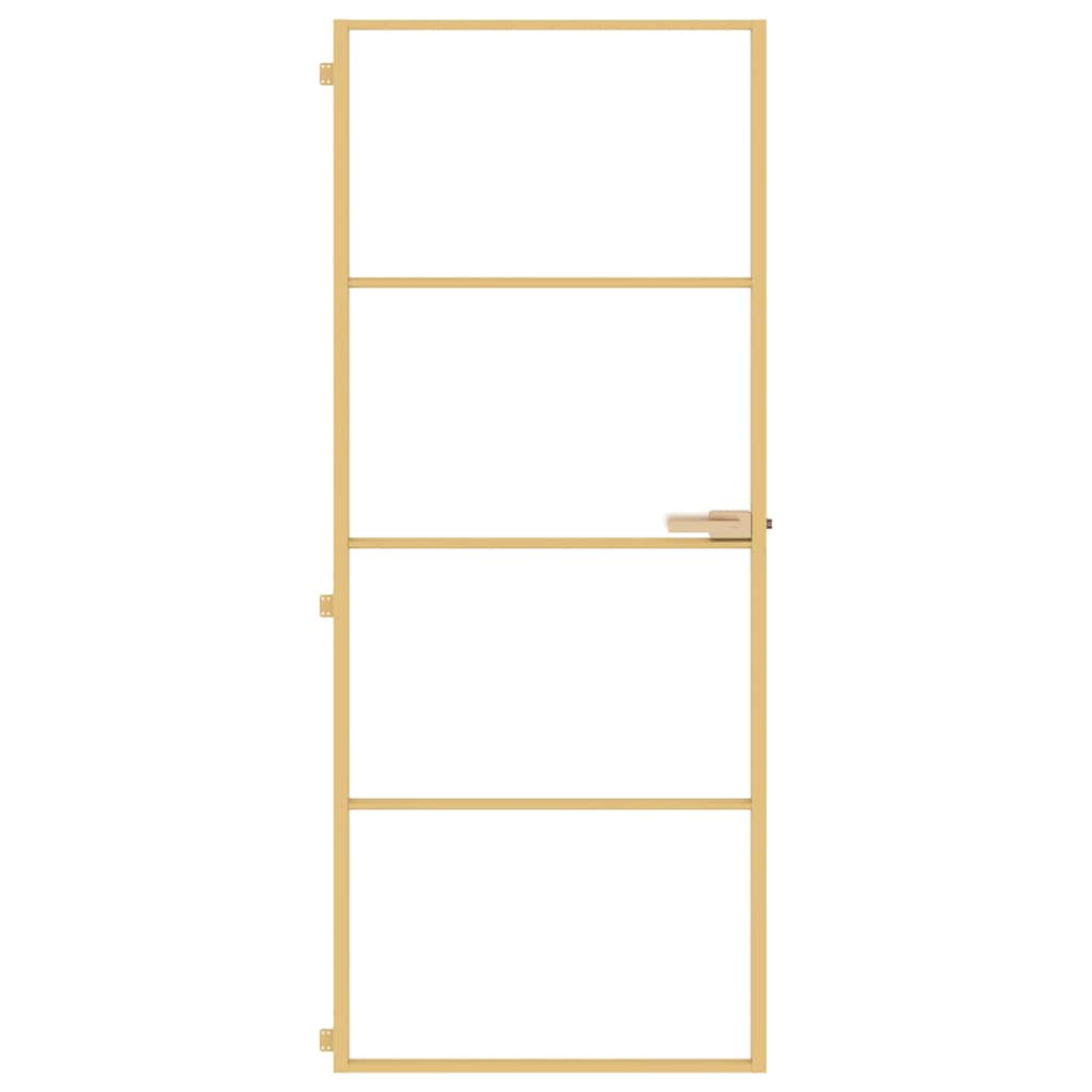 vidaXL Interior Door Slim Golden 83x201,5 cm Tempered Glass and Aluminium