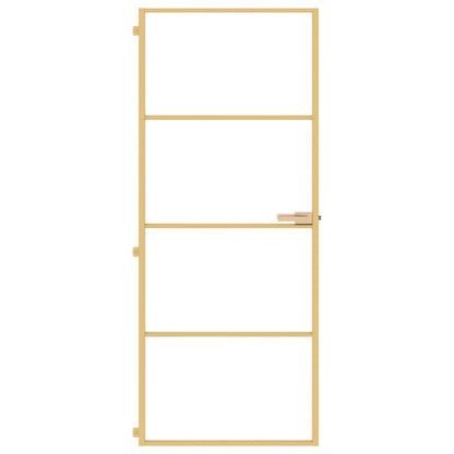 vidaXL Interior Door Slim Golden 83x201,5 cm Tempered Glass and Aluminium