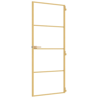 vidaXL Interior Door Slim Golden 83x201,5 cm Tempered Glass and Aluminium