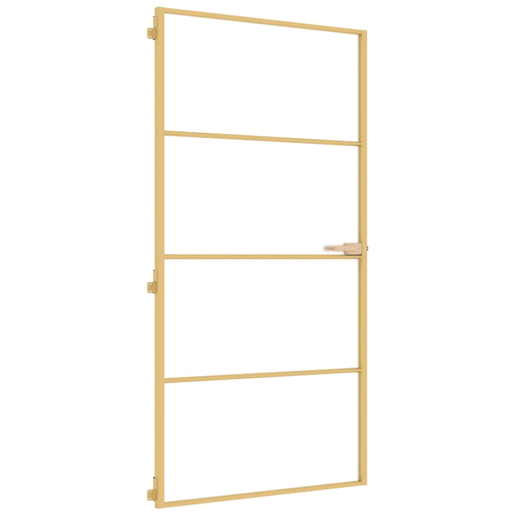 vidaXL Interior Door Slim Golden 102,5x201,5 cm Tempered Glass and Aluminium