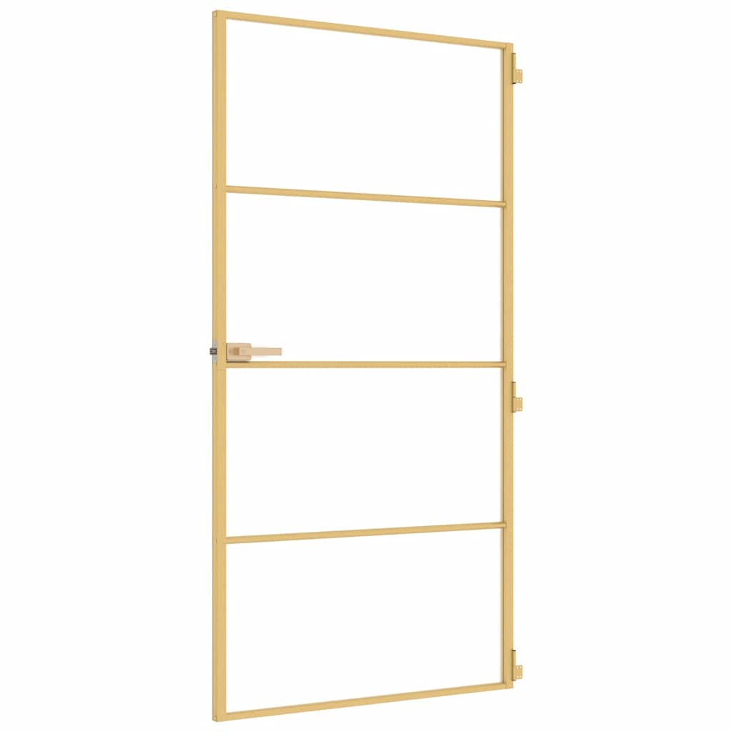 vidaXL Interior Door Slim Golden 102,5x201,5 cm Tempered Glass and Aluminium