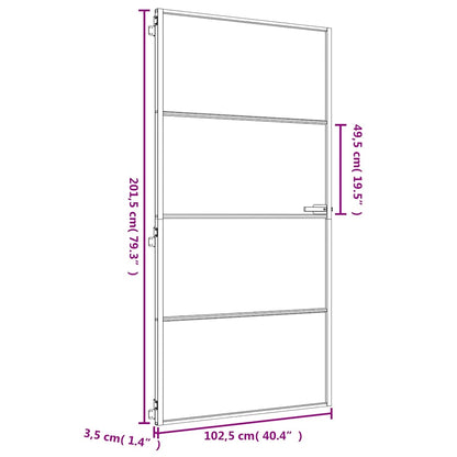 vidaXL Interior Door Slim Golden 102,5x201,5 cm Tempered Glass and Aluminium
