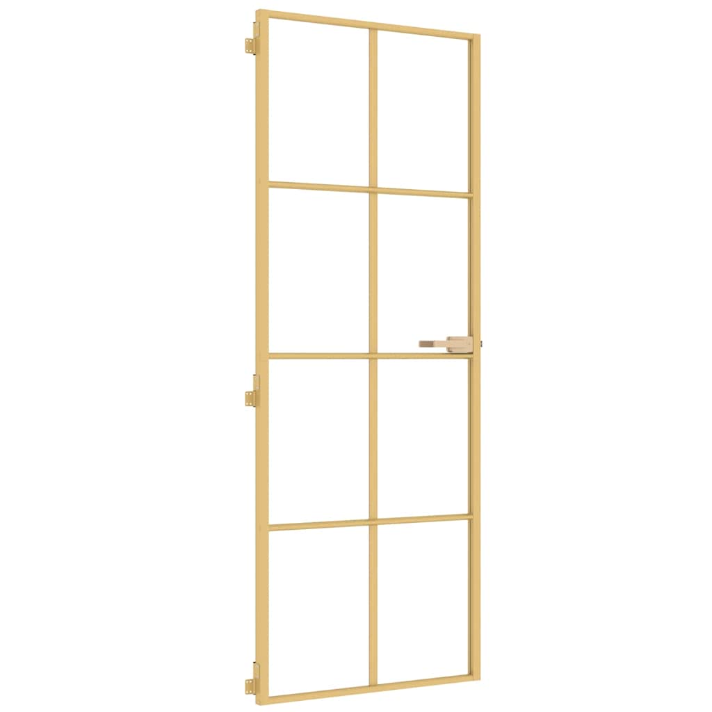 vidaXL Interior Door Slim Golden 76x201,5 cm Tempered Glass and Aluminium