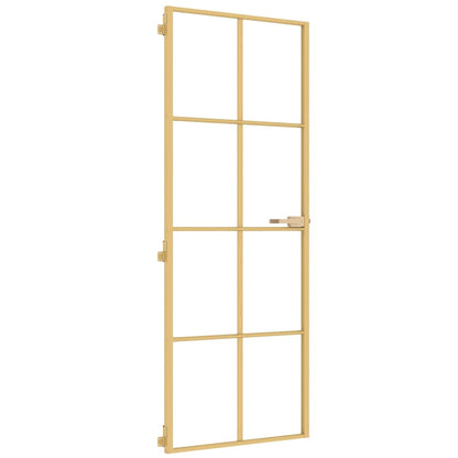 vidaXL Interior Door Slim Golden 76x201,5 cm Tempered Glass and Aluminium