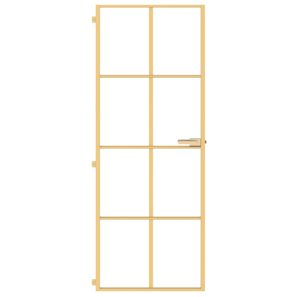 vidaXL Interior Door Slim Golden 76x201,5 cm Tempered Glass and Aluminium
