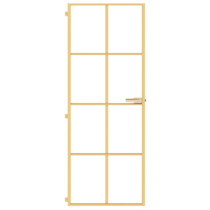 vidaXL Interior Door Slim Golden 76x201,5 cm Tempered Glass and Aluminium