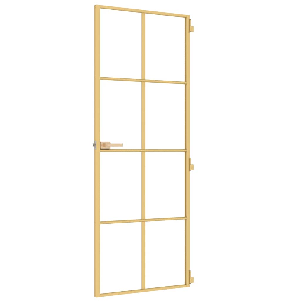 vidaXL Interior Door Slim Golden 76x201,5 cm Tempered Glass and Aluminium