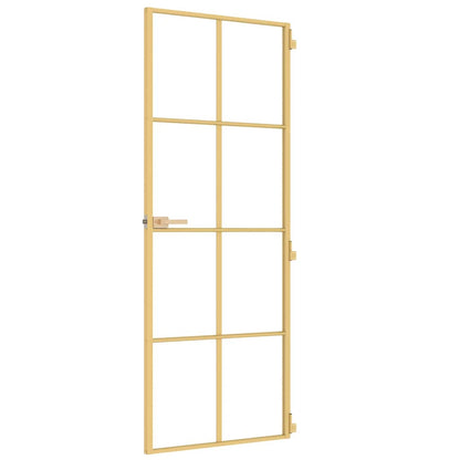 vidaXL Interior Door Slim Golden 76x201,5 cm Tempered Glass and Aluminium