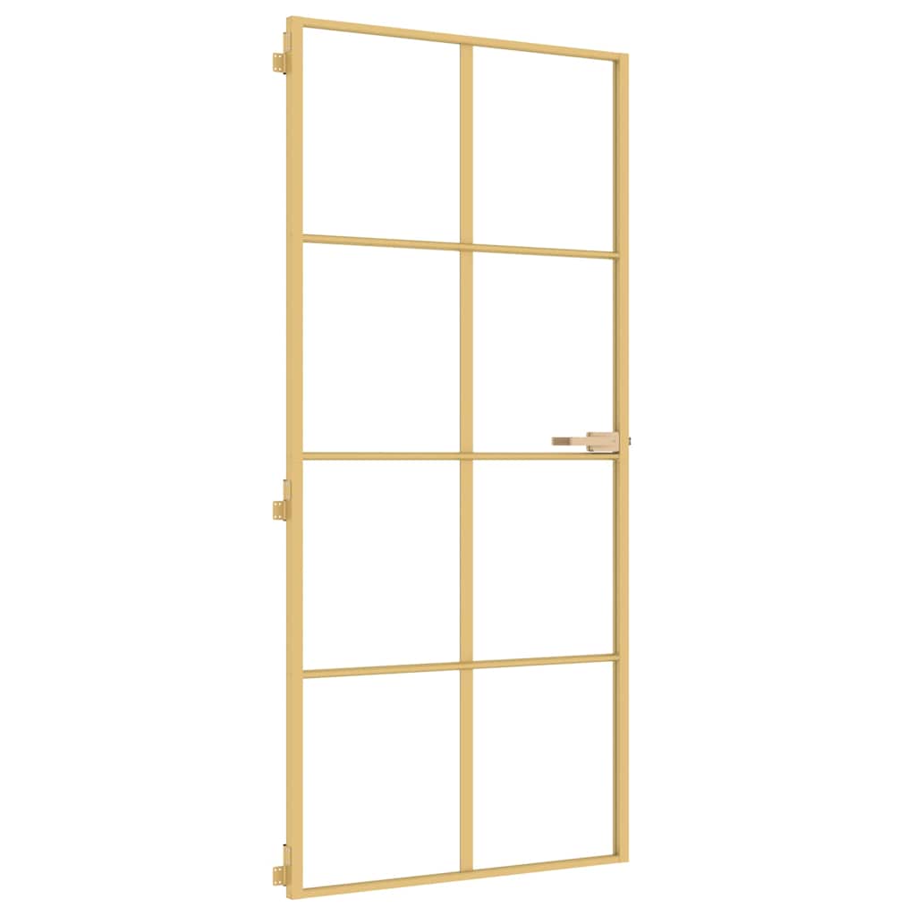 vidaXL Interior Door Slim Golden 93x201,5 cm Tempered Glass and Aluminium