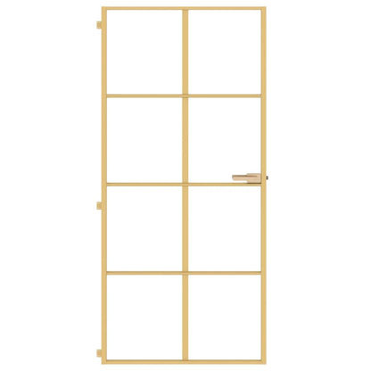 vidaXL Interior Door Slim Golden 93x201,5 cm Tempered Glass and Aluminium