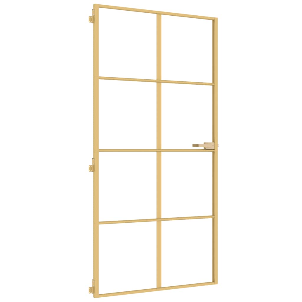 vidaXL Interior Door Slim Golden 102,5x201,5 cm Tempered Glass and Aluminium
