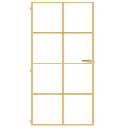 vidaXL Interior Door Slim Golden 102,5x201,5 cm Tempered Glass and Aluminium