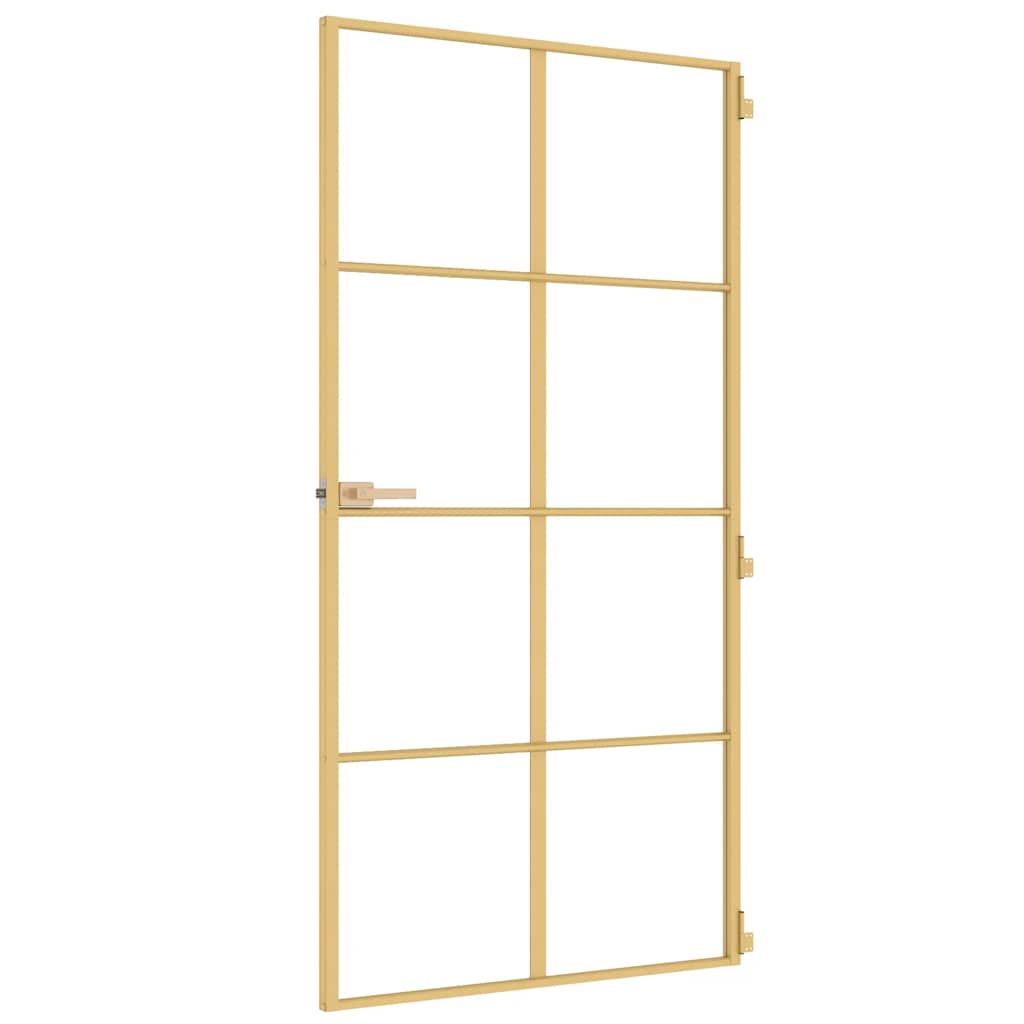 vidaXL Interior Door Slim Golden 102,5x201,5 cm Tempered Glass and Aluminium