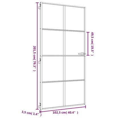 vidaXL Interior Door Slim Golden 102,5x201,5 cm Tempered Glass and Aluminium