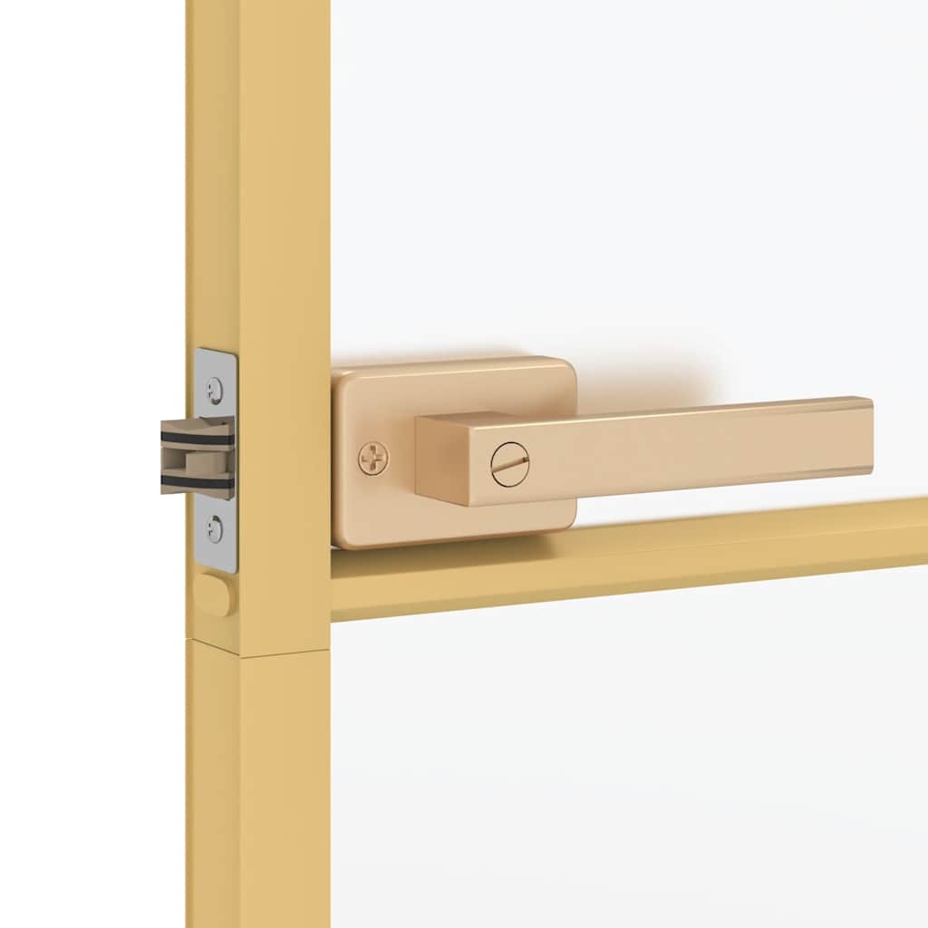 vidaXL Interior Door Slim Golden 76x201.5 cm Tempered Glass and Aluminium