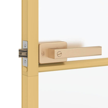 vidaXL Interior Door Slim Golden 76x201.5 cm Tempered Glass and Aluminium