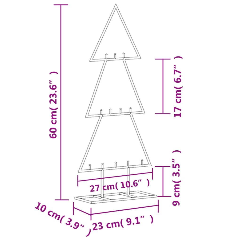 vidaXL Metal Christmas Tree | Black | Powder-coated steel | Medium | Hooks