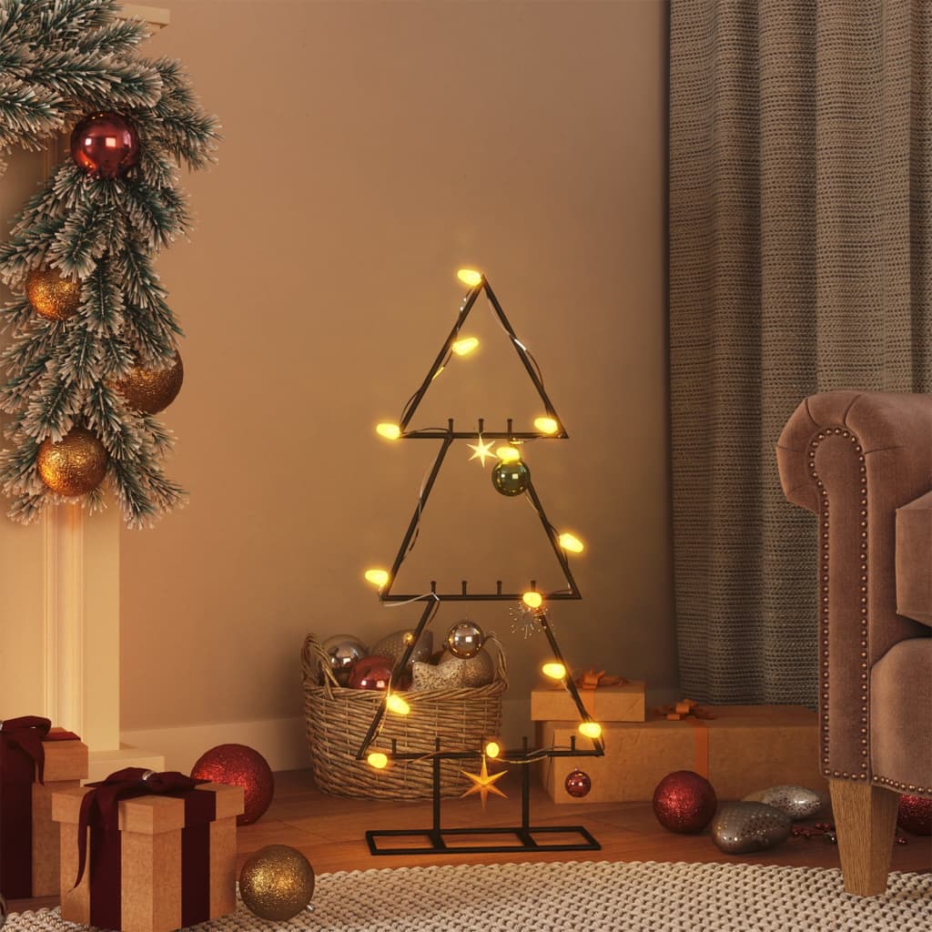 vidaXL Metal Christmas Tree | Black | Powder-coated steel | Medium | Hooks