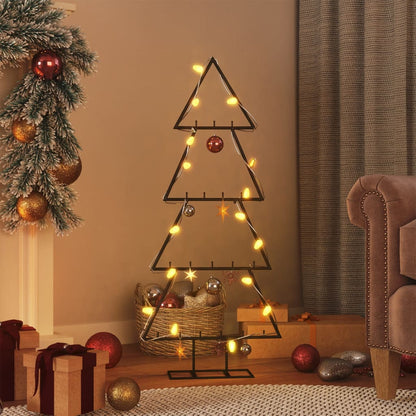 vidaXL Metal Christmas Tree | Black | Powder-coated steel | 90 cm | Hooks