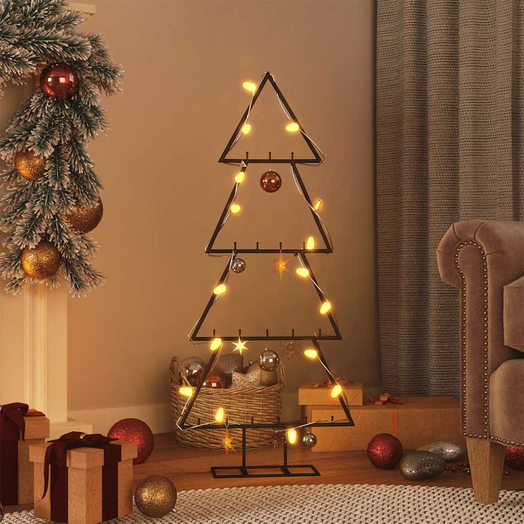 vidaXL Metal Christmas Tree | Black | Powder-coated steel | Medium | Hooks