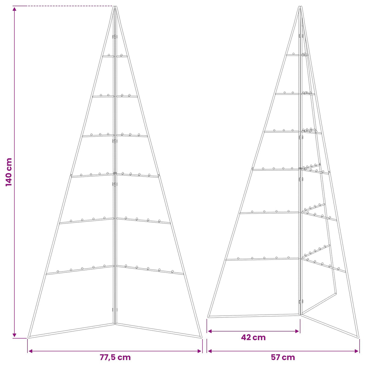 vidaXL Metal Christmas Tree for Decoration Black 140 cm